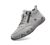 Generisch Zapatos descalzos para hombre, antideslizantes, para expertos en montaña, botas de ante para senderismo, impermeables, ergonómicas, ligeras, para aliviar el dolor, botines con cordones, gris