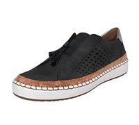 Generisch Zapatos elegantes de las señoras planas de la moda Fringe Agujero-Out-Out-ronda luz del dedo del pie en los zapatos planos, Negro , 41 EU