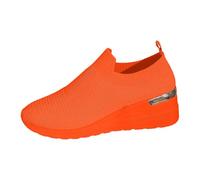 Generisch Zapatos elegantes para mujer con suela gruesa, monocolor, aumenta la transpirabilidad, talla grande, vuela, tejida, ligera, naranja, 37 EU
