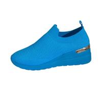 Generisch Zapatos elegantes para mujer con suela gruesa, monocolor, aumenta la transpirabilidad, talla grande, vuela, tejida, ligera, azul, 41 EU