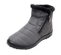 Generisch Zapatos impermeables Botas Botas de mujer de algodón corto de invierno para mujer cálido de nylon tobillo mujer negro plano 42, gris, 39 EU