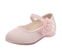 Generisch Zapatos individuales de moda para niños con cuentas Flores grandes para princesas Zapatos de baile de cuero elegantes con tacones altos, Rosa., 24 EU