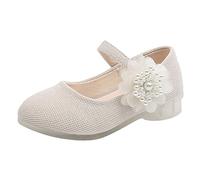 Generisch Zapatos individuales de moda para niños con cuentas Flores grandes para princesas Zapatos de baile de cuero elegantes con tacones altos, beige, 27.5 EU