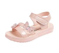 Generisch Zapatos infantiles Sandalias de verano con patrón de mariposas para suela pequeña suave diseño princesa, Rosa., 28 EU