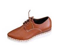 Generisch Zapatos informales para mujer en aspecto trenzado con cordones clásicos y suela amortiguadora para paseos por la ciudad y excursiones veraniegas al verde, Estilo Q02 Marrón, 41.5 EU