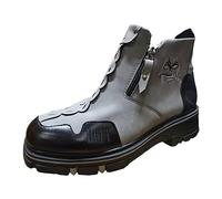 Generisch Zapatos medievales para hombre, cosplay, medieval, botas de motociclista, estilo renacentista, estilo gótico, vintage, botas de vaquero, ropa, gris, 44 EU