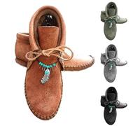 Generisch Zapatos medievales para mujer, estilo vikingo, retro, de piel sintética, botines cortos, botines cortos, botines de tobillo estilo retro con flecos, zapatos planos, disfraz de cosplay de