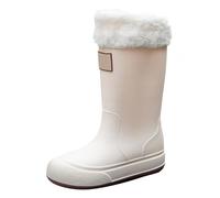 Generisch Zapatos negros de mujer Tacón Corto Rain para mujer, tobillo Rainboot Garden Boot Ladies Rubber Outside Work with Comfort Resorte Zapatos Mujer, Blanco, 39 EU