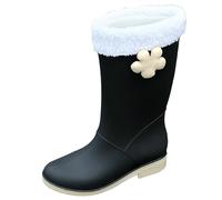Generisch Zapatos negros para mujer, color rojo, para mujer, para el tobillo y el jardín, bota para mujer, de goma, con comodidad, con plataforma, Negro , 38 EU