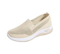 Generisch Zapatos ortopédicos para mujer, antideslizantes, con plataforma, transpirables, ligeros, con suela suave, zapatos deportivos, cómodos, suela de perfil, beige, 40 EU
