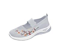 Generisch Zapatos ortopédicos tejidos para mujer, zapatos suaves y transpirables, zapatos de espuma antideslizantes, zapatillas antideslizantes con soporte de arco para mujer, 43 botines, gris, 42 EU