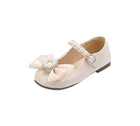 Generisch Zapatos planos de noche para niñas, zapatos Oxford escolares, zapatos de princesa con lazo, beige, 36 EU