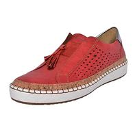 Generisch Zapatos planos para las mujeres de la moda de las señoras Fringe Agujero-Out-Out-ronda de la luz del dedo del pie en los zapatos planos -zapatos de correr de las, rojo, 36 EU