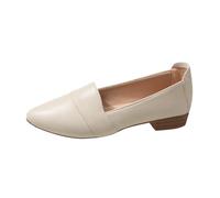 Generisch Zapatos planos para mujer, bailarina, sin cordones, punta de punta, abertura plana, suela suave, ligeros, tacones gruesos, cómodos para el día a día, zapatos casuales, planos, beige, 38.5 EU