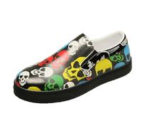 Generisch Zapatos planos para mujer y mujer, zapatos casuales, modernos con estampado de esqueleto de Halloween, cómodas zapatillas de senderismo con suela gruesa para, amarillo, 38 EU