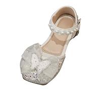 Generisch Zapatos planos para niñas de Mary-Jane, zapatos planos para vestidos de boda, zapatos escolares, zapatos de princesa, zapatos de noche, zapatos planos para fiestas, beige, 25