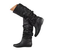 Generisch Zapatos Rojo Mujer 42 Botines Negros Punta Redonda Caliente Invierno Flecos Trendy Outdoor Casual Moda Occidental Zapatillas Mujer Forrado, Negro , 41 EU