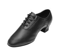 Generisch Zapatos Zapatos de baile modernos Salón de baile latino Zapatos de cuero de un solo color para cordones Zapatos, Negro , 32 EU