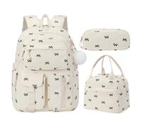 Generisches 3-in-1 Cord Cord College School Rucksack mit Lunchbox und Stiftkoffer Kawaii Rucksack Schulbuchbag Set für Teenagerinnen für Frauen Schüler, Estilo 3, 17.32x12.2x7.09inch