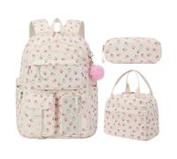 Generisches 3-in-1 Cord Cord College School Rucksack mit Lunchbox und Stiftkoffer Kawaii Rucksack Schulbuchbag Set für Teenagerinnen für Frauen Schüler, Estilo 2, 17.32x12.2x7.09inch