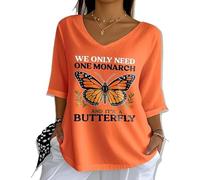 Generisches Retro Wir brauchen nur einen Monarch und es ist ein Schmetterling patriotischer Resist Top Summer Tops Casual Tee für Frauen, naranja, L