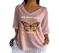 Generisches Retro Wir brauchen nur einen Monarch und es ist ein Schmetterling patriotischer Resist Top Summer Tops Casual Tee für Frauen, Rosa., L
