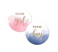 Género Reveal Stickers para invitaciones de fiesta y juegos de votación, 120 etiquetas de Team Boy y Team Girl con lámina dorada para fiestas Reveal y Baby Showers (rosa, marina)