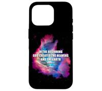 Genesis 1 In The Beginning God Created - Galaxy Nebula Faith Carcasa para iPhone 16 Pro