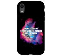 Genesis 1 In The Beginning God Created - Galaxy Nebula Faith Carcasa para iPhone XR