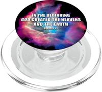 Genesis 1 In The Beginning God Created - Galaxy Nebula Faith PopSockets PopGrip para MagSafe