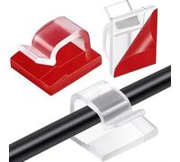 GENESIS® 70 Clips Para Cables Adhesivos | Organizador De Cables | Clips Sujetacables Para Ordenar Cables, TV, PC, Escritorio, Hogar, Oficina, Luces de Navidad. (Transparente)
