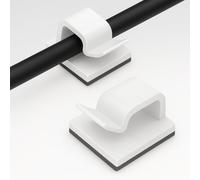 GENESIS® 70 Clips Para Cables Adhesivos | Organizador De Cables | Clips Sujetacables Para Ordenar Cables, TV, PC, Escritorio, Hogar, Oficina, Luces de Navidad. (Blanco)