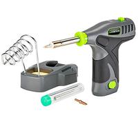Genesis GLSI08 - Soldador inalámbrico de iones de litio de 8 V con soporte de hierro, alambre de soldadura, punta fina, punta de cincel, batería recargable extraíble, cargador