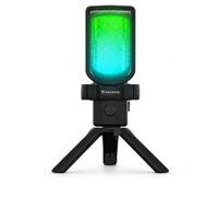Genesis Radium 250 - Micrófono USB para Juegos y Streaming (Condensador cardioide, luz RGB, botón de Ganancia y Silencio, 24 bit/192 kHz, trípode de Mesa y Filtro Pop), Color Negro