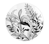 GENEVIEVE LETHU 536131 - Plato plano de porcelana blanca, diámetro 26,5 cm, colección ESQUISSES VEGETALES - Decoración vegetal negra