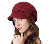 Genfien Sombrero de Punto para Mujer Sombrero de Invierno para Mujer Gorro Vendedor de Periódicos Grueso Elegante Vintage Otoño Invierno