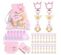 GENGENER Paquete de 20 llaveros de cristal de coronas y tarjetas de agradecimiento, bolsas de organza, accesorios de baby shower, recuerdo de boda