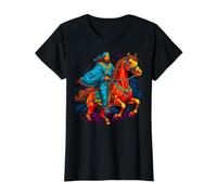 Genghis Khan Imperio Mongol Camiseta gráfica económica, Mujer, Negro, XS