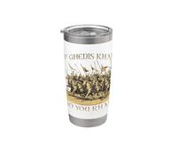 Genghis Khan Imperio Mongol Jinete Guerrero Horda Dorada Vaso térmico de acero inoxidable de doble pared
