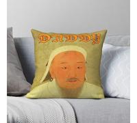 Genghis Khan Mongolia Daddy - Funda de almohada cuadrada de poliéster y lino, terciopelo, decoración creativa con cremallera, funda de cojín para sofá