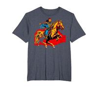 Gengis Kan Camiseta, Hombre Tallas Grandes, Azul Jaspeado, 5X Alto