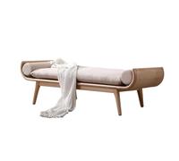 GENHAOSAN Banco otomano de madera maciza, taburete cambiador de zapatos de puerta, silla de sofá chaise longue, taburete de noche tejido de ratán, banco de dormitorio, banco de comedor