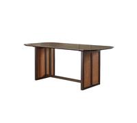 GENHAOSAN Mesa De Comedor 180x90x75cm Mesa Comedor Oval Madera Maciza Vintage con Rattán para Cocina, Sala, Café Mueble del Salón