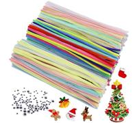 GENHH 400 Piezas Limpiapipas Colores con 100 Piezas Ojos Tambaleantes Autoadhesivos Limpiapipas Manualidades Limpia Pipas 16 Ccolores para Decoración DIY (30 cm)