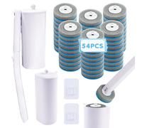 GENHH Escobilla de baño desechable, 2 cepillos de baño montados en la pared con 54 piezas de limpiador de rellenos de esponja para la higiene y limpieza en el baño