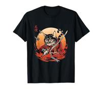 Genial arte anime vintage de Samurai Warrior Battle Cat Camiseta
