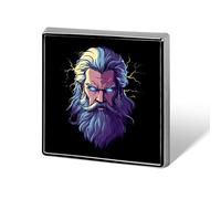 Genial broche cuadrado con la imagen del dios Zeus de la mitología, elegante botón de aluminio para decorar mochilas y sombreros.