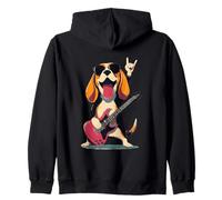 Genial diseño de Beagle Dog Rockstar de Estilo Retro para Amantes de la música Sudadera con Capucha
