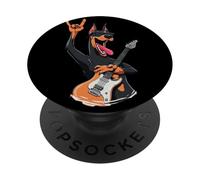 Genial Doberman Rock Music Guitarrista Divertido Diseño de Perro PopSockets PopGrip Adhesivo