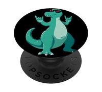 Genial gráfico de la Mascota Punk del Dinosaurio T-Rex Double Rock Signs PopSockets PopGrip Adhesivo